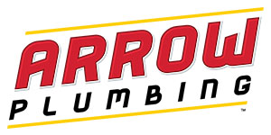 Arrow Plumbing logo featuring bold red letters on a white background, emphasizing plumbing services in the Greater Houston area.